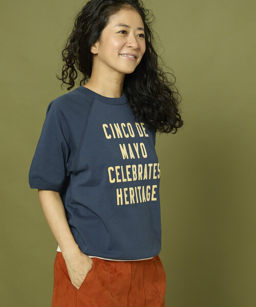 Freada(フリーダ)の「Freada/フリーダ フロッキーロゴ 半袖フットボールTシャツ(Tシャツ/カットソー・レディース・ネイビー/オフホワイト・ONE SIZE)」の19枚目の写真