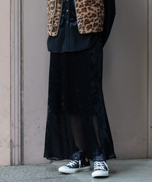 Munich | メッシュベロア＆レオパードプリントベロアロングスカート(スカート)