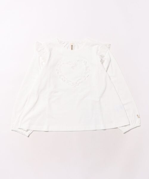 nino(ニノ)の「☆ハートフリルロンTee(Tシャツ/カットソー・キッズ・ブラック/ラベンダー/ホワイト・130cm/140cm)」の2枚目の写真