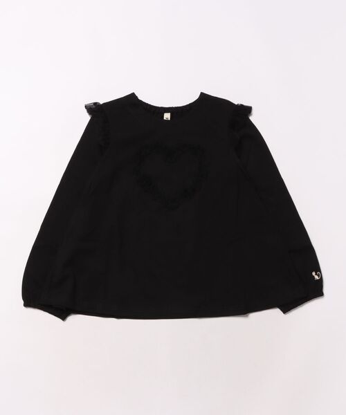 nino(ニノ)の「☆ハートフリルロンTee(Tシャツ/カットソー・キッズ・ブラック/ラベンダー/ホワイト・130cm/140cm)」の3枚目の写真