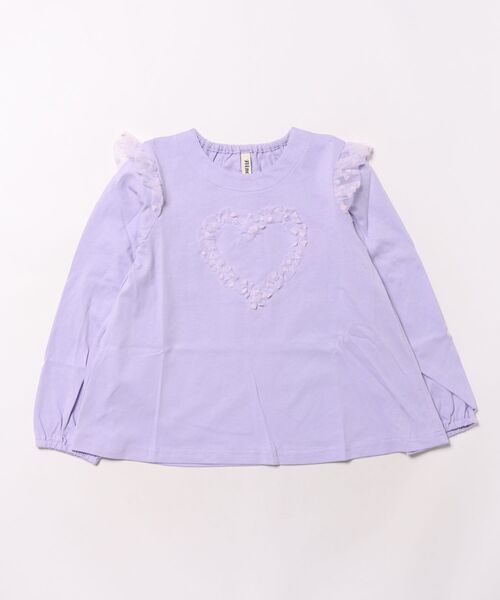 nino(ニノ)の「☆ハートフリルロンTee(Tシャツ/カットソー・キッズ・ブラック/ラベンダー/ホワイト・130cm/140cm)」の8枚目の写真