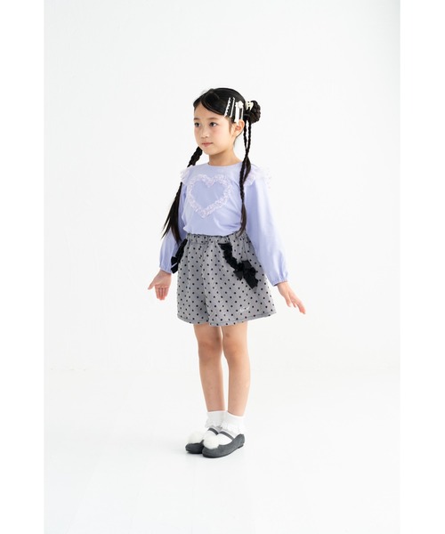 nino(ニノ)の「☆ハートフリルロンTee(Tシャツ/カットソー・キッズ・ブラック/ラベンダー/ホワイト・130cm/140cm)」の6枚目の写真