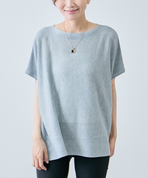 Jayro(ジャイロ)の「ボートネックフレンチスリーブプルオーバー(Tシャツ/カットソー・レディース・ホワイト/グリーン/ピンク/ベージュ/グレー/ブラック/サックスブルー・FREE)」の3枚目の写真