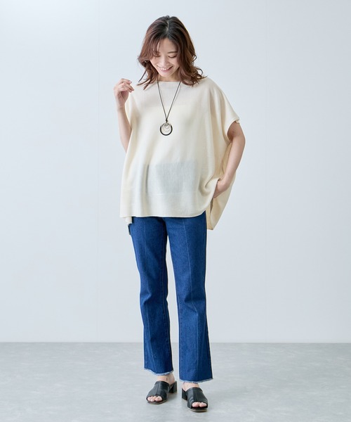 Jayro(ジャイロ)の「ボートネックフレンチスリーブプルオーバー(Tシャツ/カットソー・レディース・ホワイト/グリーン/ピンク/ベージュ/グレー/ブラック/サックスブルー・FREE)」の11枚目の写真