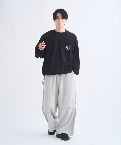 2wayカットオフワイドスウェットパンツ】（スウェットパンツ