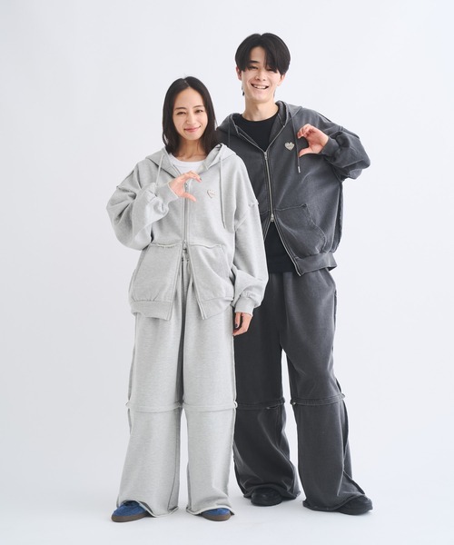 2wayカットオフワイドスウェットパンツ】（スウェットパンツ