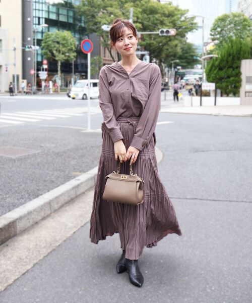 le.coeur blanc（ルクールブラン）の「《手洗い可能》エアータンブラーランダムプリーツスカート（スカート・レディース・ブラウン/ブラック・38）」の8枚目の写真