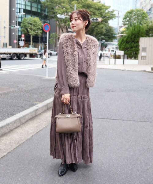 le.coeur blanc（ルクールブラン）の「《手洗い可能》エアータンブラーランダムプリーツスカート（スカート・レディース・ブラウン/ブラック・38）」の10枚目の写真