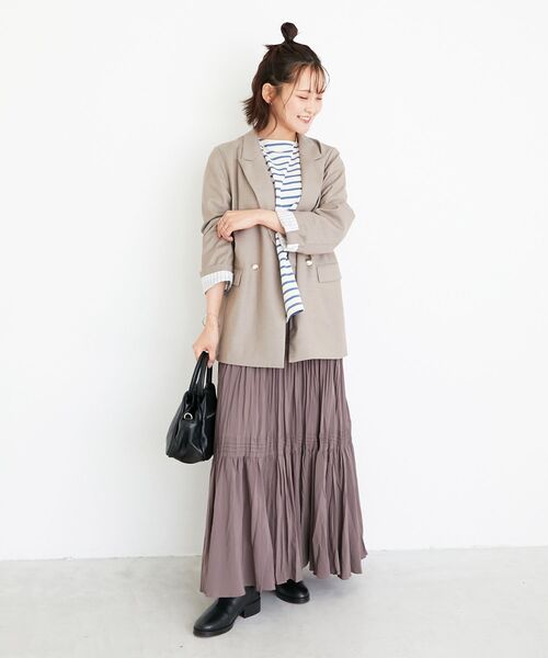 le.coeur blanc（ルクールブラン）の「《手洗い可能》エアータンブラーランダムプリーツスカート（スカート・レディース・ブラウン/ブラック・38）」の14枚目の写真