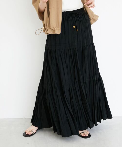 le.coeur blanc（ルクールブラン）の「《手洗い可能》エアータンブラーランダムプリーツスカート（スカート・レディース・ブラウン/ブラック・38）」の19枚目の写真