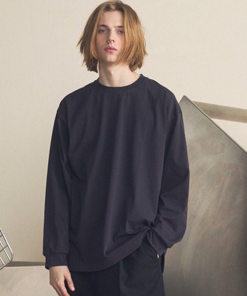 MAISON SPECIAL 黒 長袖 トップス UNISEX》ECIL Plating Prime-Over Crew Neck Long Sleeve T-Shirt/ECIL