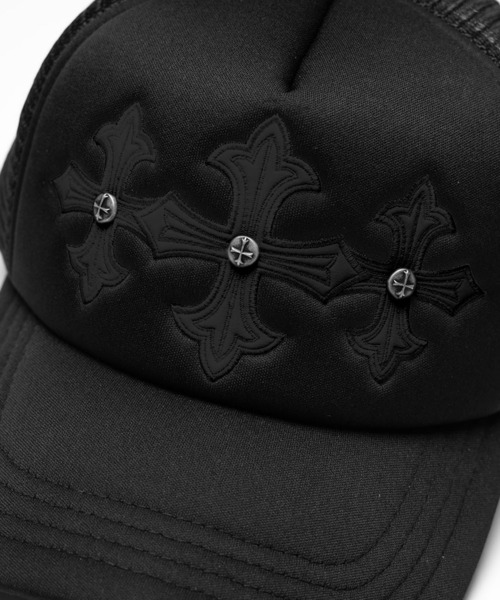 SUPPLIER(サプライヤー)の「キャップ|Triple Black Cross Leather Patch Mesh Cap|SUPPLIER(キャップ・メンズ・ブラック・FREE)」の3枚目の写真