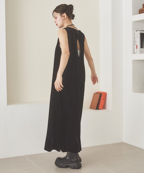 完売品✨ 現行 25年モデル ローヘン バックフォルムロングワンピース velor back open long dress /ベロアバックオープンロングワンピース