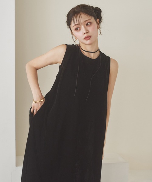 アルベロベロのロングワンピース velor back open long dress /ベロアバックオープンロング