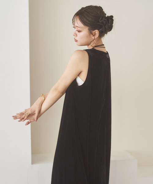 velor back open long dress /ベロアバックオープンロング