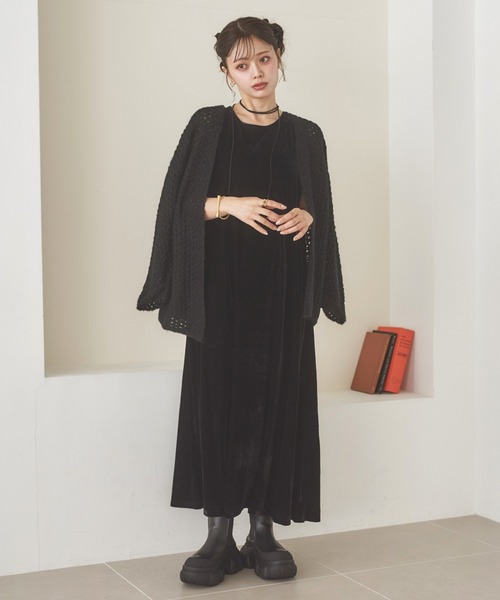velor back open long dress /ベロアバックオープンロング