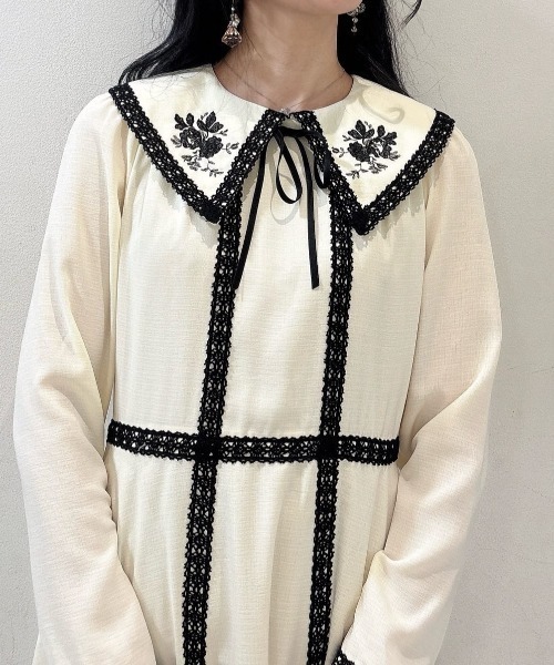 an another angelus（アンアナザーアンジェラス）の「トーションレース使い刺繍衿ワンピース/fint フィント（ワンピース・レディース・ライトグレー/クリーム・FREE）」の22枚目の写真