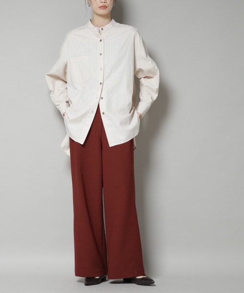 NANO universe（ナノユニバース）の「サイドタックカットジョーゼットパンツ（スラックス・レディース・ブラック/レンガ/モカ・FREE）」の3枚目の写真