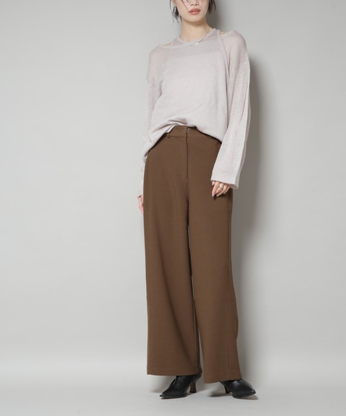 NANO universe（ナノユニバース）の「サイドタックカットジョーゼットパンツ（スラックス・レディース・ブラック/レンガ/モカ・FREE）」の2枚目の写真