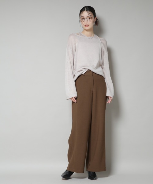 NANO universe（ナノユニバース）の「サイドタックカットジョーゼットパンツ（スラックス・レディース・ブラック/レンガ/モカ・FREE）」の15枚目の写真