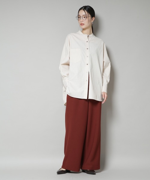 NANO universe（ナノユニバース）の「サイドタックカットジョーゼットパンツ（スラックス・レディース・ブラック/レンガ/モカ・FREE）」の18枚目の写真