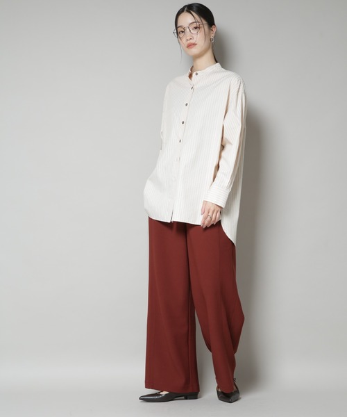 NANO universe（ナノユニバース）の「サイドタックカットジョーゼットパンツ（スラックス・レディース・ブラック/レンガ/モカ・FREE）」の19枚目の写真