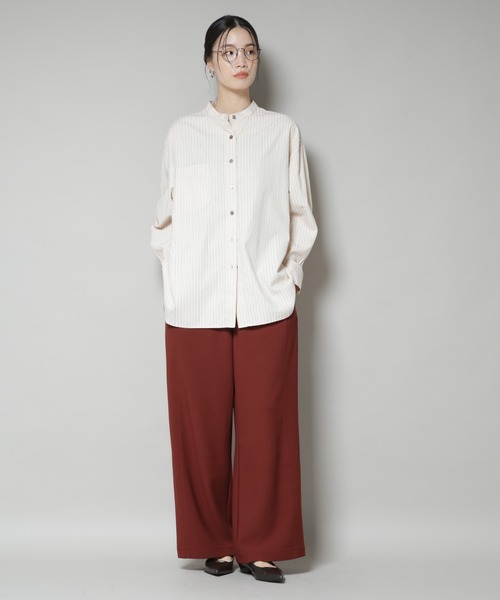 NANO universe（ナノユニバース）の「サイドタックカットジョーゼットパンツ（スラックス・レディース・ブラック/レンガ/モカ・FREE）」の10枚目の写真