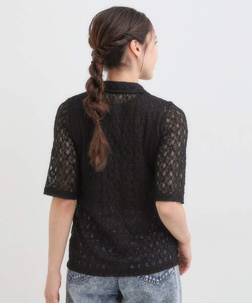 DRESKIP(ドレスキップ)の「【S-LL/5分袖】大人の抜け感 襟付きレーストップス(Tシャツ/カットソー・レディース・ブラック/ブラウン系・04/03/02/01)」の14枚目の写真