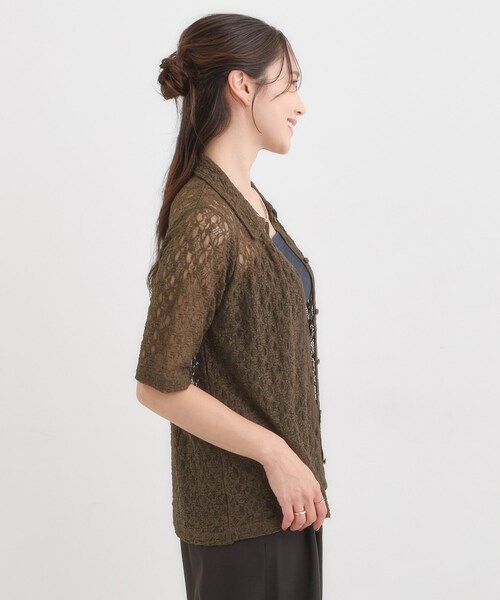 DRESKIP(ドレスキップ)の「【S-LL/5分袖】大人の抜け感 襟付きレーストップス(Tシャツ/カットソー・レディース・ブラック/ブラウン系・04/03/02/01)」の8枚目の写真