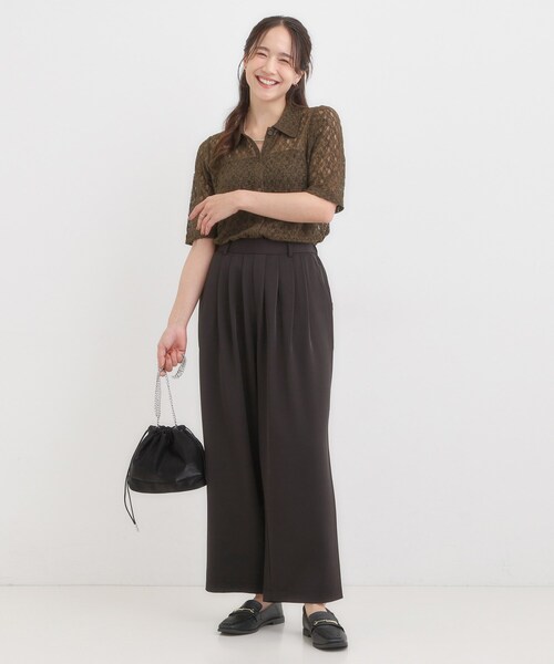 DRESKIP(ドレスキップ)の「【S-LL/5分袖】大人の抜け感 襟付きレーストップス(Tシャツ/カットソー・レディース・ブラック/ブラウン系・04/03/02/01)」の9枚目の写真