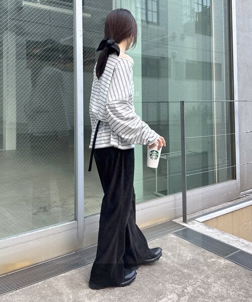 セール】シアースラブボーダーワンポイント刺繍オーバTee（Tシャツ