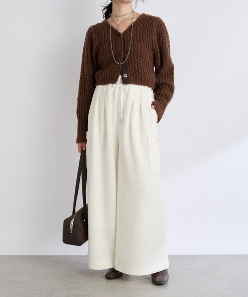 RIVE DROITE(リヴドロワ)の「【前後2WAY】スラブボレロカーデ(カーディガン/ボレロ・レディース・ブラウン/アイボリー・FREE)」の3枚目の写真