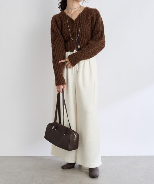 RIVE DROITE(リヴドロワ)の「【前後2WAY】スラブボレロカーデ(カーディガン/ボレロ・レディース・ブラウン/アイボリー・FREE)」の4枚目の写真