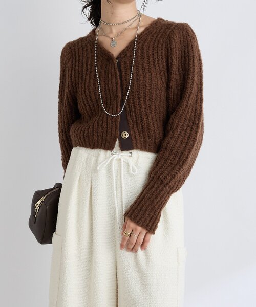 RIVE DROITE(リヴドロワ)の「【前後2WAY】スラブボレロカーデ(カーディガン/ボレロ・レディース・ブラウン/アイボリー・FREE)」の7枚目の写真