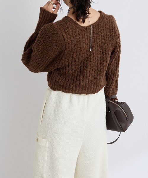 RIVE DROITE(リヴドロワ)の「【前後2WAY】スラブボレロカーデ(カーディガン/ボレロ・レディース・ブラウン/アイボリー・FREE)」の9枚目の写真