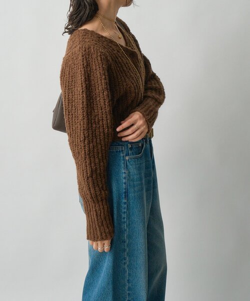 RIVE DROITE(リヴドロワ)の「【前後2WAY】スラブボレロカーデ(カーディガン/ボレロ・レディース・ブラウン/アイボリー・FREE)」の15枚目の写真