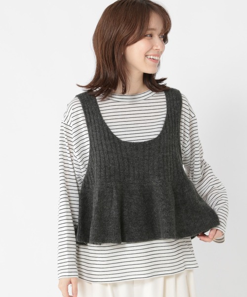 studio CLIP（スタディオクリップ）の「7ゲージ切り替えフレアベスト（ベスト・レディース・ベージュ/チャコール・FREE）」の7枚目の写真