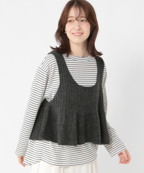 studio CLIP（スタディオクリップ）の「7ゲージ切り替えフレアベスト（ベスト・レディース・ベージュ/チャコール・FREE）」の8枚目の写真