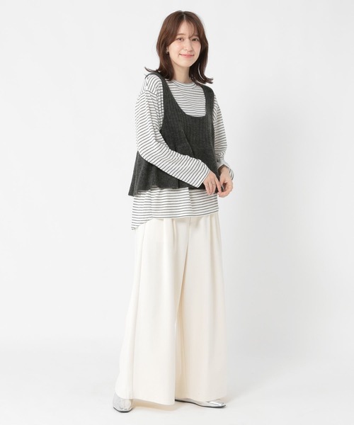 studio CLIP（スタディオクリップ）の「7ゲージ切り替えフレアベスト（ベスト・レディース・ベージュ/チャコール・FREE）」の9枚目の写真