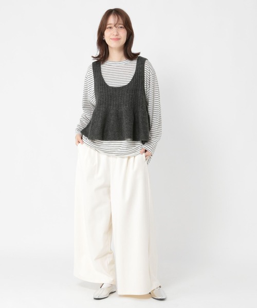 studio CLIP（スタディオクリップ）の「7ゲージ切り替えフレアベスト（ベスト・レディース・ベージュ/チャコール・FREE）」の10枚目の写真