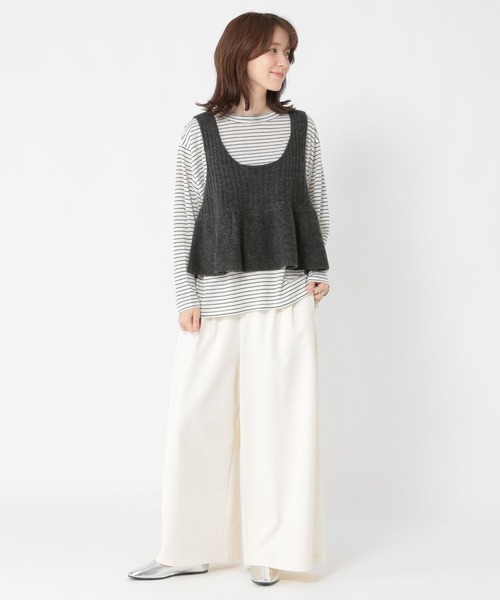 studio CLIP（スタディオクリップ）の「7ゲージ切り替えフレアベスト（ベスト・レディース・ベージュ/チャコール・FREE）」の11枚目の写真