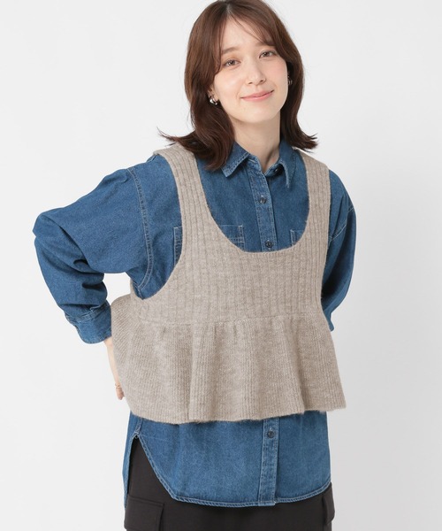 studio CLIP（スタディオクリップ）の「7ゲージ切り替えフレアベスト（ベスト・レディース・ベージュ/チャコール・FREE）」の12枚目の写真