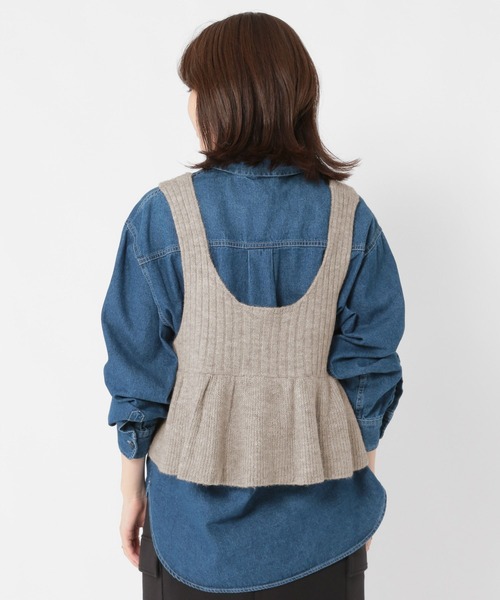 studio CLIP（スタディオクリップ）の「7ゲージ切り替えフレアベスト（ベスト・レディース・ベージュ/チャコール・FREE）」の20枚目の写真