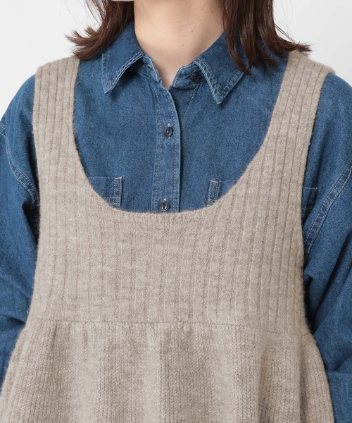 studio CLIP（スタディオクリップ）の「7ゲージ切り替えフレアベスト（ベスト・レディース・ベージュ/チャコール・FREE）」の21枚目の写真