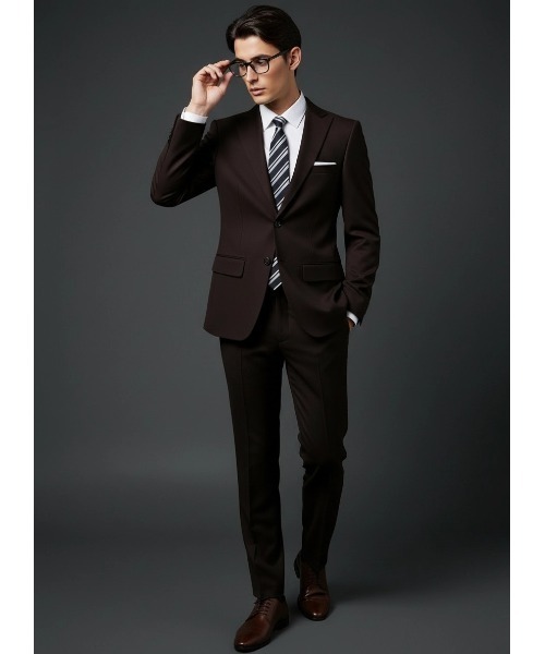 Perfect Suit FActory(パーフェクトスーツファクトリー)の「《WOOLY WASH SUIT》WEB限定スーツ【洗える/ウールライク】ストライプ ブラウン(スーツセット・メンズ・ダークブラウン・AB5/AB6/Y5/Y6/A5/A6/AB7/BB5/BB6/AB8/Y4/A7/A4/BB4/BB7/BB8/A8/AB4/Y7)」の1枚目の写真