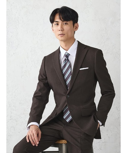 Perfect Suit FActory(パーフェクトスーツファクトリー)の「《WOOLY WASH SUIT》WEB限定スーツ【洗える/ウールライク】ストライプ ブラウン(スーツセット・メンズ・ダークブラウン・AB5/AB6/Y5/Y6/A5/A6/AB7/BB5/BB6/AB8/Y4/A7/A4/BB4/BB7/BB8/A8/AB4/Y7)」の4枚目の写真