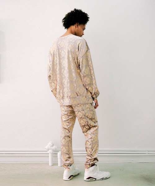 NOISE MAKER（ノイズメーカー）の「ダマスクパターンベロアプルオーバー（Tシャツ/カットソー・メンズ・グレー/グリーン/オレンジ・M/S/XL/L）」の6枚目の写真