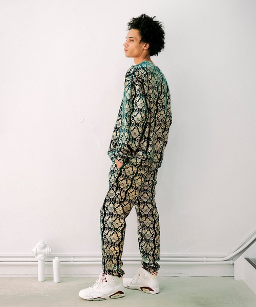 NOISE MAKER（ノイズメーカー）の「ダマスクパターンベロアプルオーバー（Tシャツ/カットソー・メンズ・グレー/グリーン/オレンジ・M/S/XL/L）」の11枚目の写真