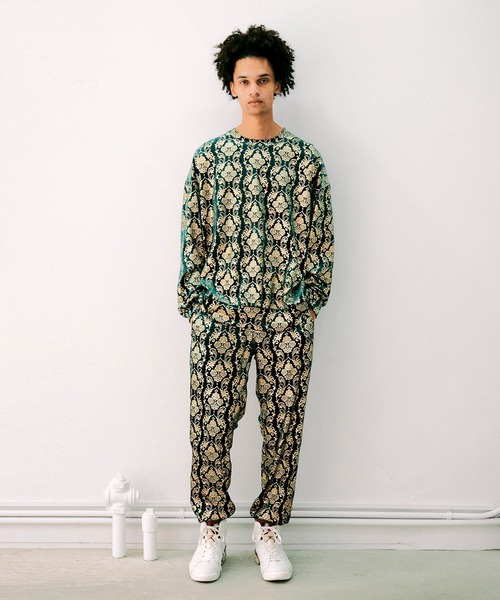 NOISE MAKER（ノイズメーカー）の「ダマスクパターンベロアプルオーバー（Tシャツ/カットソー・メンズ・グレー/グリーン/オレンジ・M/S/XL/L）」の12枚目の写真