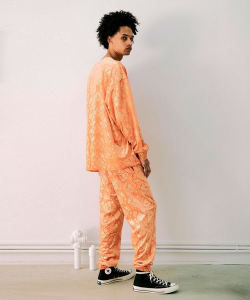 NOISE MAKER（ノイズメーカー）の「ダマスクパターンベロアプルオーバー（Tシャツ/カットソー・メンズ・グレー/グリーン/オレンジ・M/S/XL/L）」の21枚目の写真